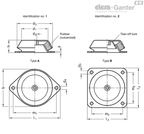 GN 148-A Leveling Feet with two-hole flange | Elesa+Ganter